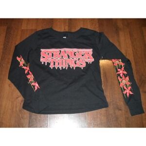 Stranger Things Netflix Demogorgon Long Sleeve Graphic T-Shirt Black XS 0/2 NWOT